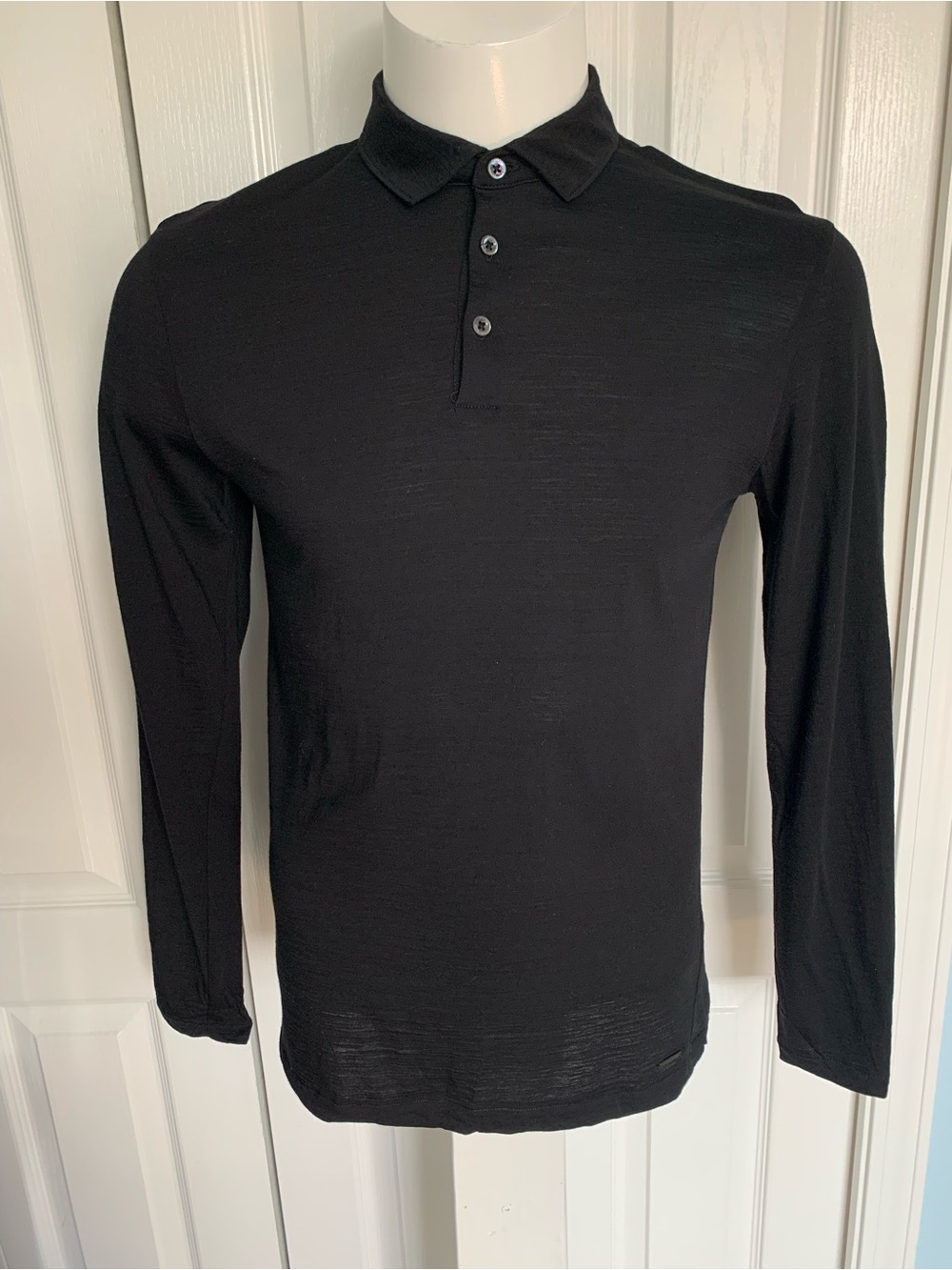 Hugo Boss virgin wool Classic Black Long-Sleeve Polo Shirt